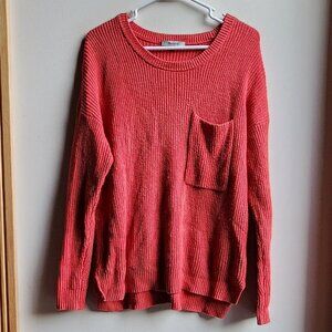 Madewell Red Scoop Neck Loose Knit Sweater Size Medium